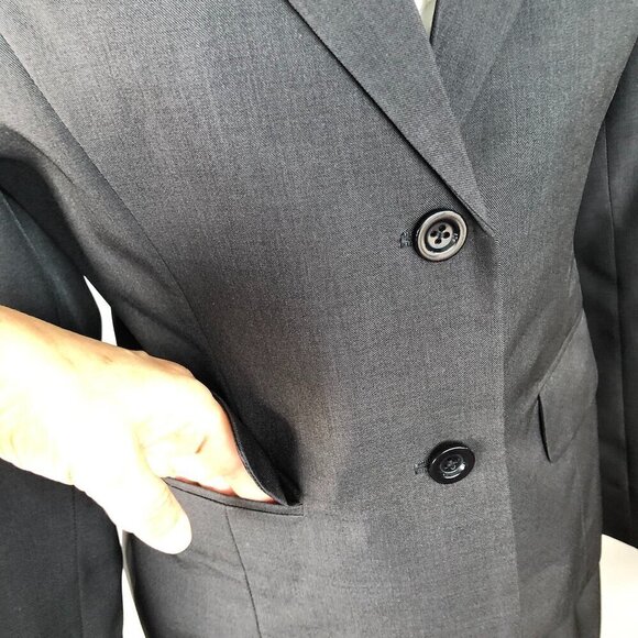 VALENTINO CHRISTY PARIS Women 3 Piece Custom Made Suit  Dark Grey  Black Line SM - Picture 7 of 16